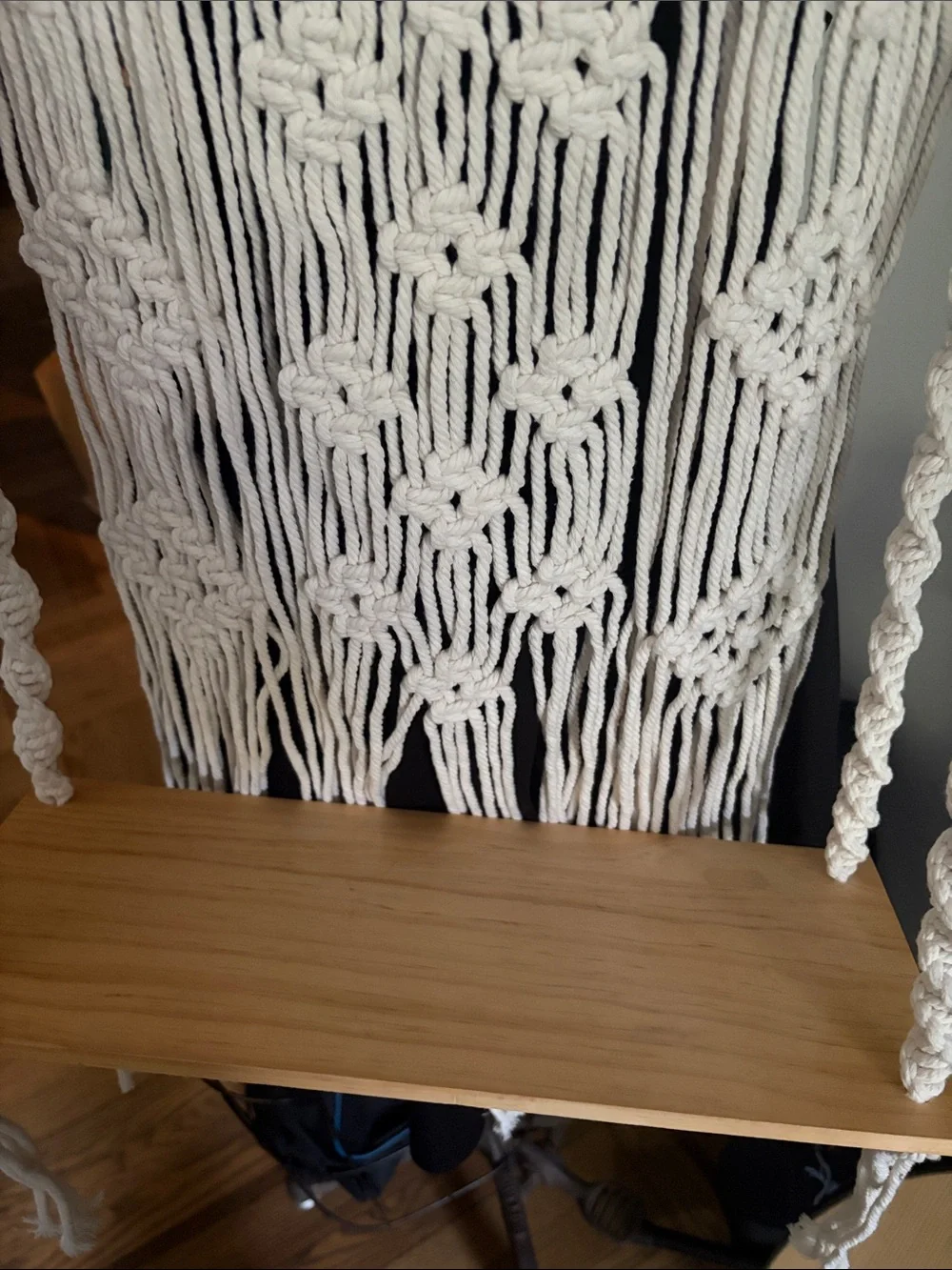 Handmade Macramé Wall Hanging Shelf - Natural White